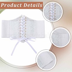 Puレザーワイド弾性コルセットベルト  ポリエステルウエストベルト  ホワイト  320x195x11.5mm&nbsp;AJEW-WH20020-174C