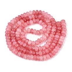 ガラスビーズ連売り  模造桜石英ガラス  ロンデル  染め  ライトコーラル  8~8.5x4.5~5mm  穴：1~1.2mm  約155~159個/連  30.12~31.30インチ（76.5~79.5cm）&nbsp;X-GLAA-N059-5x8mm-39