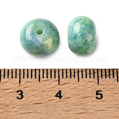 ベーキングペイント不透明ガラスビーズ  ロンデル  片穴  グリッターパウダー付き  春の緑  7x10mm  穴：1.6mm  約20個/袋&nbsp;GL-CBAF5F7-01C