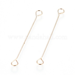 ステンレス鋼アイピン  ダブルアイピン  ライトゴールド  30mm  穴：2mm  ピン：0.3mm&nbsp;STAS-WH0014-43E
