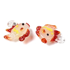 手作りランプワークペンダント  熱帯魚チャーム  桃パフ  30~33x29~31x10~12mm  穴：3~4mm&nbsp;LAMP-B035-01B-08