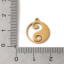 ステンレスペンダント201個  レーザー切断  陰陽のチャームが付いたフラットラウンド  ゴールドカラー  16x14x1mm  穴：1.5mm&nbsp;STAS-E211-05G