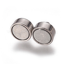 ループ付き真鍮製マグネットクラスプ  長持ちメッキ  コラム  プラチナ  11.8x6mm  穴：2mm&nbsp;X-KK-I664-06P