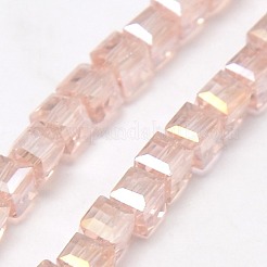 電気メッキガラスビーズ連売り  ABカラーメッキ  多面カット  キューブ  ミックスカラー  6x6x6mm  穴：1mm  約99個/連  21インチ&nbsp;EGLA-J028-6x6mm-ABM