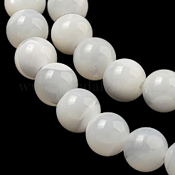 天然石シーシェルビーズ連売り  ラウンド  乳白色  6mm  穴：1mm  約68~80個/連  15.75インチ&nbsp;SSHEL-K013-6mm-A