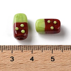 手作りランプワークビーズ  チョコレート食品  黄緑  直方体の  13x7x6.5mm  穴：1.6mm&nbsp;LA-CBA2CF4-01I