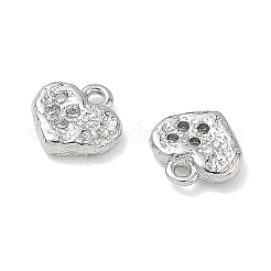真鍮製ラインストーンペンダント  ハートチャーム  プラチナ  9.5x9.5x2.5mm  穴：1.4mm&nbsp;FIND-H068-01P