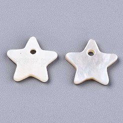 天然淡水シェルチャーム  スター  貝殻色  14x15x2mm  穴：1.6mm&nbsp;SHEL-R113-06