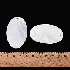 天然淡水シェルの大きなペンダント  楕円形のチャーム  貝殻色  54~55x32.5~34.5x3~4.5mm  穴：2.5mm&nbsp;SHEL-T020-59