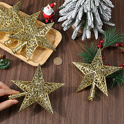 星型プラスチッククリスマスツリートップ飾り  クリスマスツリーパーティーの装飾用  ゴールド  150x142x26mm&nbsp;AJEW-WH20004-17B
