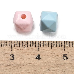 不透明なアクリルビーズ  キューブ  多面カット  ミックスカラー  8x8x7mm  穴：1.8mm&nbsp;OACR-D043-09