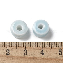手作りの陶器ビーズ  フラットラウンド  アリスブルー  9.5~10x6mm  穴：3mm&nbsp;PORC-L080-C19