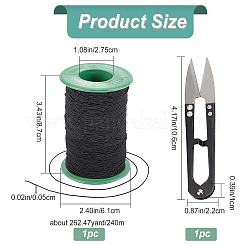 DIYジュエリーキット  1ロールの黒い綿のストレッチスレッドを含む  はさみ  ブラック  0.5mm  約240m /ロール&nbsp;DIY-GF0004-43A