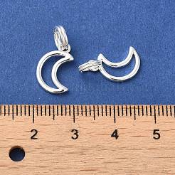 真鍮製チャーム  カドミウムフリー＆鉛フリー  スプリットリング付き  ムーン  銀  13x9x1.5mm  穴：3mm&nbsp;LS-KK-G364-09S