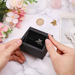 プラスチック製の転倒式カフスボタン収納ボックス  長方形  ブラック  7.8x6.8x4.05cm&nbsp;CON-WH0095-227