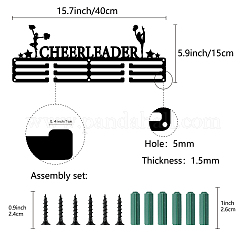 ファッション鉄メダルハンガーホルダーディスプレイウォールラック  ネジとワードチアリーダー付き  ブラック  150x400mm&nbsp;ODIS-WH0021-048