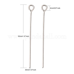 変色しにくい304ステンレススチール製アイピン  ステンレス鋼色  35mm  穴：2mm  ピン：0.7mm&nbsp;STAS-R045-35mm