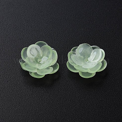 プラスチックビーズ  花  アクアマリン  13x13x5.5~6.5mm  穴：1~1.4mm&nbsp;KY-N015-70-04
