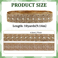 民族刺繍ポリエステルスパンコールトリムリボン  バリーウッド  1-3/4インチ（45mm）&nbsp;OCOR-WH0070-136B