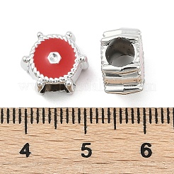 CCBプラスチックヨーロピアンビーズ  大穴ビーズ  エナメル  プラチナ  フラットラウンド  ミックスカラー  11.5x10.5x6.5mm  穴：4.5~4.5mm&nbsp;CCB-D278-01