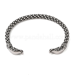 バイキング 304 ステンレススチール オープンカフバングル 男性用  アンティークシルバー  ヘビ  内径：2-3/4インチ（6.95cm）  7mm&nbsp;BJEW-U001-07E-G