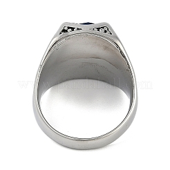 楕円形 304 ステンレススチール ガラス 指輪  男性用ワイドバンドリング  アンティークシルバー  オーバル：20.5x16mm  内径：21mm&nbsp;RJEW-D083-14AS-01