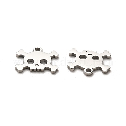 変色しないハロウィーン 316 サージカルステンレススチールチャーム  レーザー切断  スカルチャーム  ステンレス鋼色  11x13x1mm  穴：1.6mm&nbsp;STAS-H190-13P-02