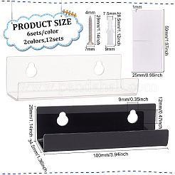 12 セット 2 色のアクリルビニールレコード壁ホルダー  ネジ付き  ミックスカラー  100x34.5x29mm  穴：9x12mm  6セット/カラー&nbsp;AJEW-FG0003-21