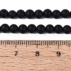 天然のブラックストーンビーズ連売り  ラウンド  ブラック  6mm  穴：1mm  約60~65個/連  15.12~15.7インチ&nbsp;G-R193-01-6mm