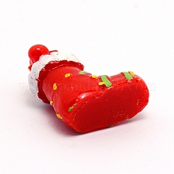 クリスマスのプラスチック製の家のディスプレイの装飾  クリスマスの靴下  レッド  13.5x23x27mm&nbsp;AJEW-WH0155-44