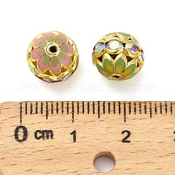 真鍮製エナメルビーズ  カドミウムフリー＆鉛フリー  ラインストーン付き  ゴールドカラー  10mm  穴：1.2mm&nbsp;KK-Q080-01B