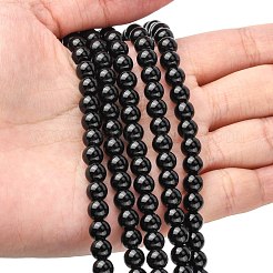 合成ブラックストーンビーズ連売り  染め  ラウンド  ブラック  6mm  穴：0.8mm  約62個/連  14.5~15インチ&nbsp;GSR6mmC044