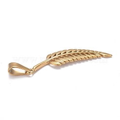 304ステンレスペンダント  羽  ゴールドカラー  46~47x11.5~12x2mm  穴：10x4mm&nbsp;STAS-H110-20G