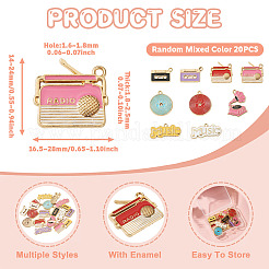 ラックメッキ合金エナメルペンダント20個。  混合形状チャーム  ゴールドカラー  カドミウムフリー＆ニッケルフリー＆鉛フリー  ミックスカラー  14~24x16.5~28x1.8~2.5mm  穴：1.6~1.8mm&nbsp;ENAM-TA0004-22