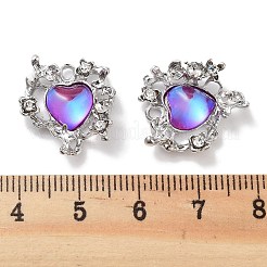 ラックメッキ合金ラインストーンペンダント  ガラスと  鉛フリー＆カドミウムフリー＆ニッケルフリー  ハート  プラチナ  18x16.5x5mm  穴：1.6mm&nbsp;PALLOY-F311-03P