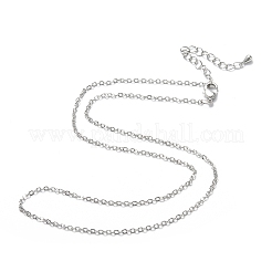 真鍮のアズキチェーンネックレス  長持ちメッキ  プラチナメッキ  15.75~16.14インチ（40~41cm）&nbsp;X-NJEW-K123-05P