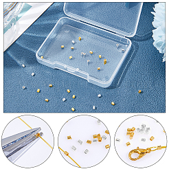 50個2色925スターリングシルバークリンプビーズ  チューブ  ミックスカラー  2x2mm  穴：1mm  25個/カラー&nbsp;STER-BBC0009-67