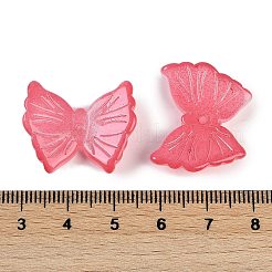 スプレープリントガラスビーズ  蝶  サクランボ色  20x24.5x6mm  穴：1.2mm&nbsp;GLAA-Z007-02B