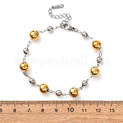 304ステンレススチールアズキチェーンブレスレット  女性用ロンビーズリンクブレスレット  ゴールデン·ステンレス鋼色  7-1/8インチ（18.2cm）&nbsp;BJEW-K284-03B-GP