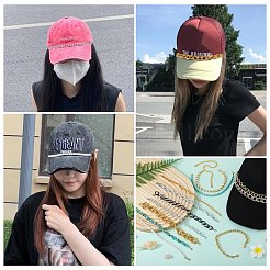 304ステンレススチール＆真鍮＆アルミニウム野球帽チェーン8個  合金製カニカン付き  ゴールドカラー  260~265mm&nbsp;HJEW-SW00145
