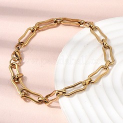 304ステンレススチールリンクチェーンブレスレット＆ネックレスジュエリーセット  カニカン付き  イオンプレーティング（ip）  18KGP本金メッキ  610mm&nbsp;SJEW-L199-14G