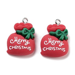 クリスマステーマの不透明樹脂ペンダント  クリスマスチャーム  バッグ  25x14.5x7mm  穴：2mm&nbsp;RESI-N039-96