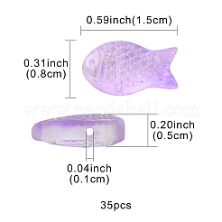 35個の透明スプレー塗装ガラスビーズ  魚  ミックスカラー  15x8x5mm  穴：1mm&nbsp;GLAA-YW0001-69