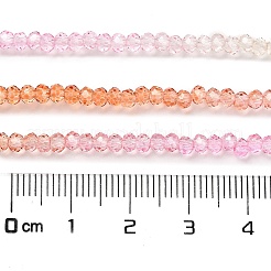 透明塗装ガラスビーズ連売り  多面カット  ロンデル  カラフル  2.6x2.5mm  穴：0.5mm  約135~140個/連  26~27cm&nbsp;X1-DGLA-A034-T1mm-A20