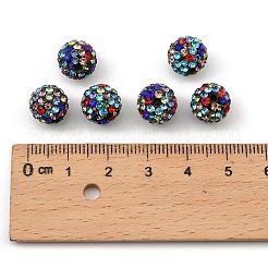 樹脂粘土パヴェラインストーンビーズ  ディスコボールビーズ  カラフル  pp13（1.9~2mm）  6列ラインストーン  10mm  穴：1.5mm&nbsp;RB-Q197-10mm-30