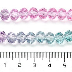 透明塗装ガラスビーズ連売り  多面カット  ロンデル  カラフル  6x5mm  穴：1mm  約80~85個/連  38~40cm&nbsp;DGLA-A034-T6mm-A10