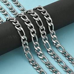 変色しにくいステンレススチール製フィガロチェーン  ステンレス鋼色  16~22x11~12x3mm&nbsp;STAS-M032-45P-3mm