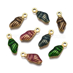 304ステンレスペンダント  エナメル  巻き貝  ゴールドカラー  ミックスカラー  18.5x7.5x4mm  穴：1.5mm&nbsp;STAS-T052-41