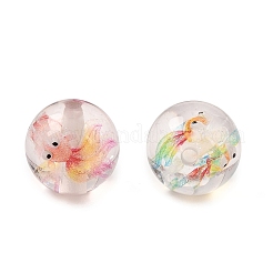透明樹脂ビーズ  金魚のいる丸い  グリッターパウダー付き  ミックスカラー  16~16.5mm  穴：2.5mm&nbsp;RE-CBA5A76-01