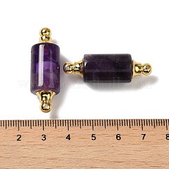 天然アメジスト コネクター チャーム  金メッキ304ステンレススチール製金具付き  列リンク  36x12mm  穴：1.2~1.4mm&nbsp;G-Z039-01G-02